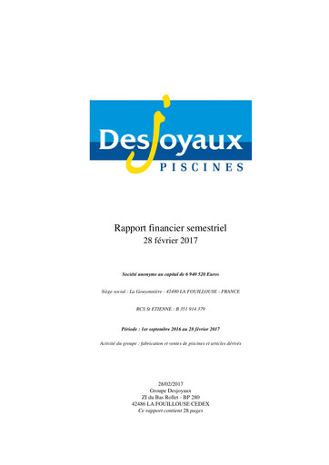 Thumbnail Piscines Desjoyaux Half-year Report 2016-2017