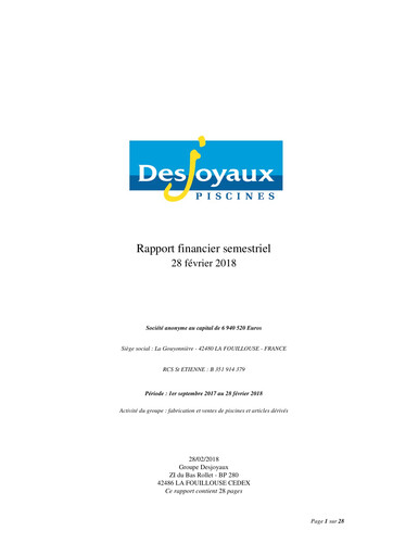 Thumbnail Piscines Desjoyaux Half-year Report 2017-2018
