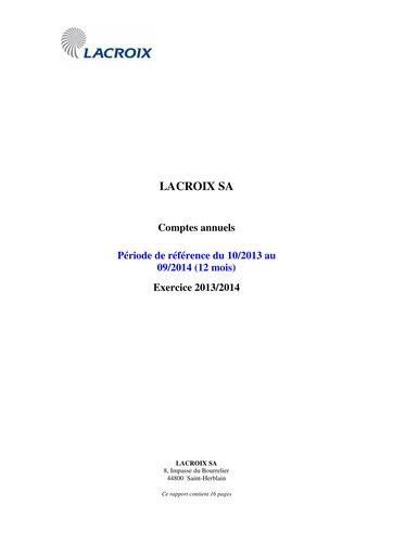 Thumbnail LACROIX Group SA Financial Statement 2013-2014