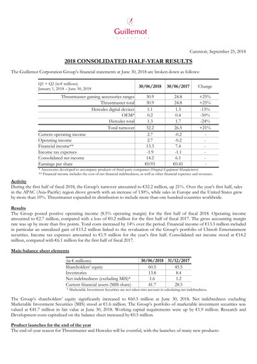 Vorschaubild Guillemot Corporation Halbjahresbericht 2018-h1