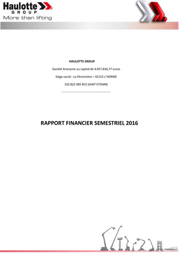 Thumbnail Haulotte Group Half-year Report 2016-h1