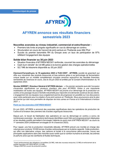 Miniature AFYREN Rapport semestriel 2023-h1