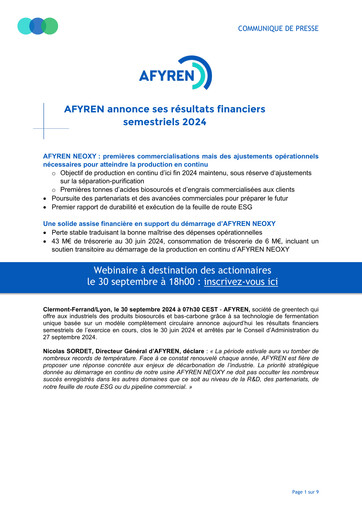 Miniature AFYREN Rapport semestriel 2024-h1