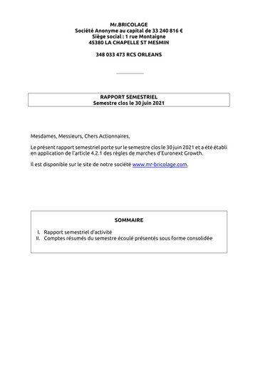 Thumbnail Mr.Bricolage Half-year Report 2021-h1