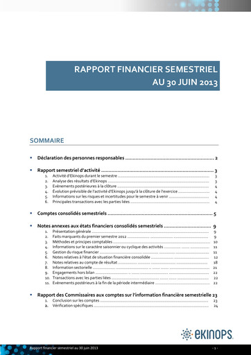 Miniature Ekinops Rapport semestriel 2013-h1