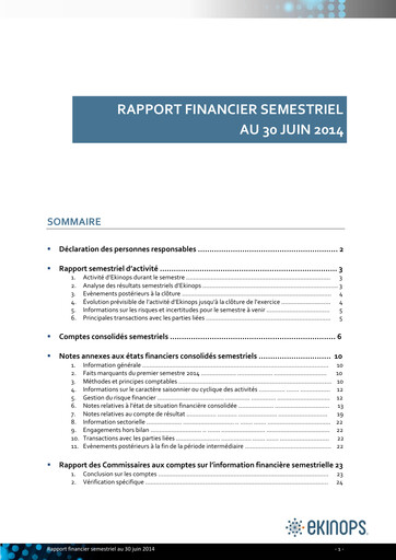 Miniature Ekinops Rapport semestriel 2014-h1