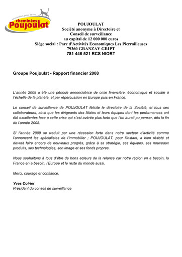 Thumbnail Poujoulat Financial Report 2008