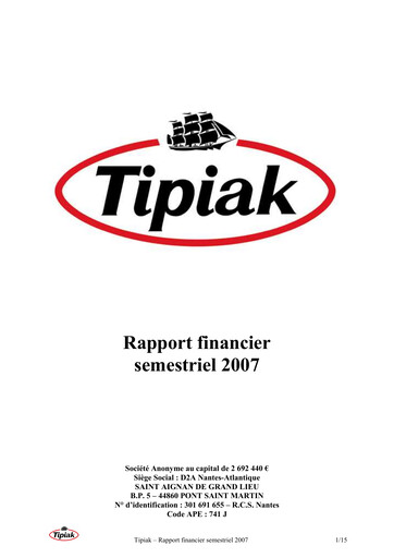 Miniature Tipiak Rapport semestriel 2007-h1