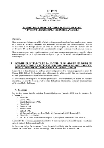 Thumbnail Bilendi SA Annual Report 2016