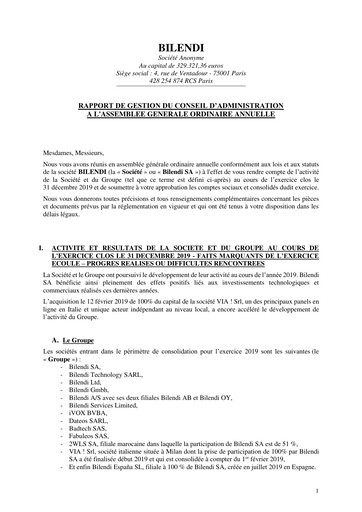 Thumbnail Bilendi SA Annual Report 2019