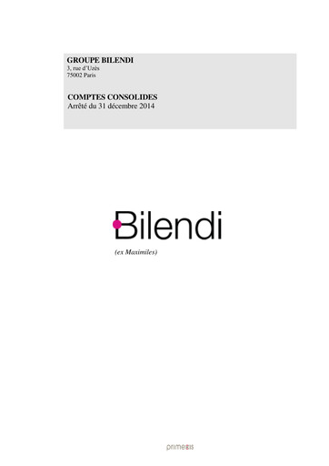 Thumbnail Bilendi SA Financial Report 2014