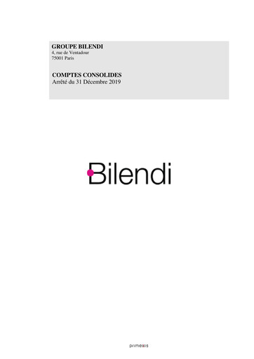 Thumbnail Bilendi SA Financial Report 2019