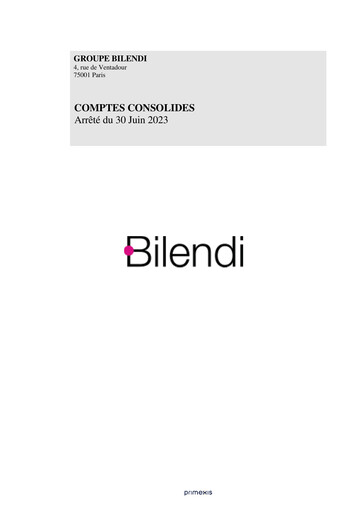 Thumbnail Bilendi SA Financial Report 2023-h1