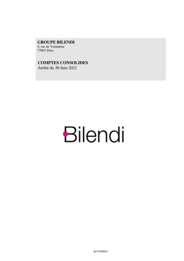 Thumbnail Bilendi SA Financial Statement 2021-h1