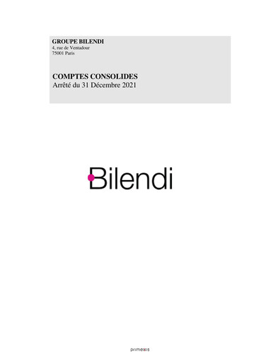 Thumbnail Bilendi SA Financial Statement 2021