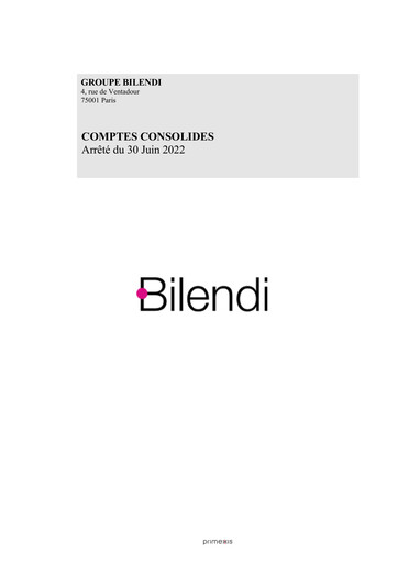 Thumbnail Bilendi SA Financial Statement 2022-h1