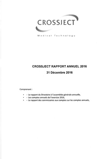 Thumbnail Crossject Annual Report 2016
