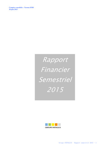 Miniature Installux S.A. Rapport semestriel 2015-h1