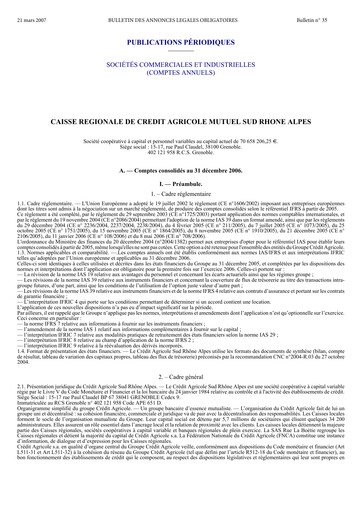 Thumbnail Caisse Régionale de Crédit Agricole Mutuel Sud Rhône Alpes Financial Statement 2006