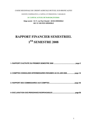Thumbnail Caisse Régionale de Crédit Agricole Mutuel Sud Rhône Alpes Half-year Report 2008-h1