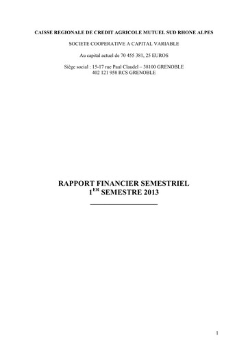 Thumbnail Caisse Régionale de Crédit Agricole Mutuel Sud Rhône Alpes Half-year Report 2013-h1