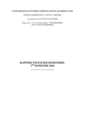 Thumbnail Caisse Régionale de Crédit Agricole Mutuel Sud Rhône Alpes Half-year Report 2016-h1