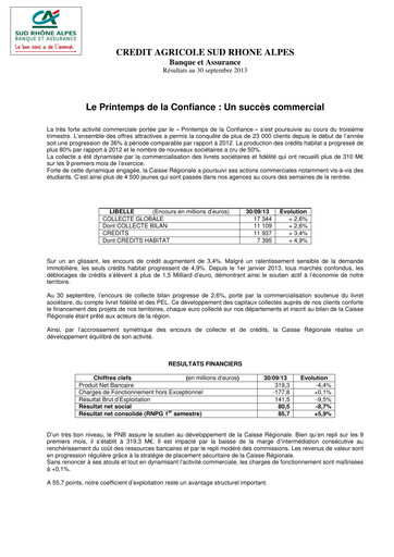 Thumbnail Caisse Régionale de Crédit Agricole Mutuel Sud Rhône Alpes Quarterly Report 2013-q3