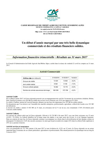 Thumbnail Caisse Régionale de Crédit Agricole Mutuel Sud Rhône Alpes Quarterly Report 2017-q1