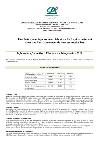 Thumbnail Caisse Régionale de Crédit Agricole Mutuel Sud Rhône Alpes Quarterly Report 2019-q3