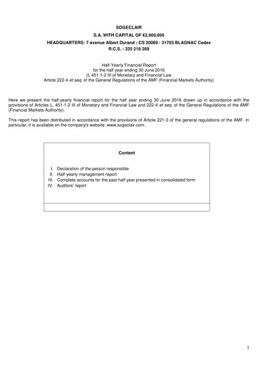 Thumbnail Sogeclair Half-year Report 2016-h1