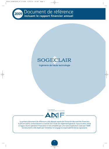 Thumbnail Sogeclair Universal Registration Document 2009