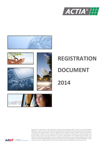 Thumbnail ACTIA Group Universal Registration Document 2014