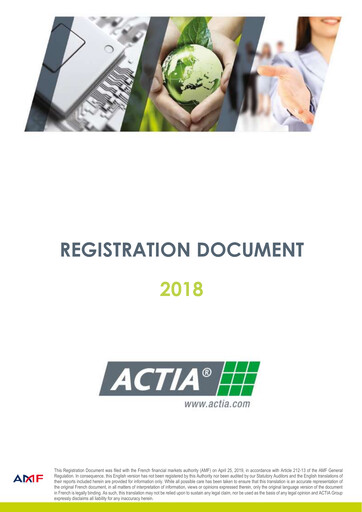 Thumbnail ACTIA Group Universal Registration Document 2018
