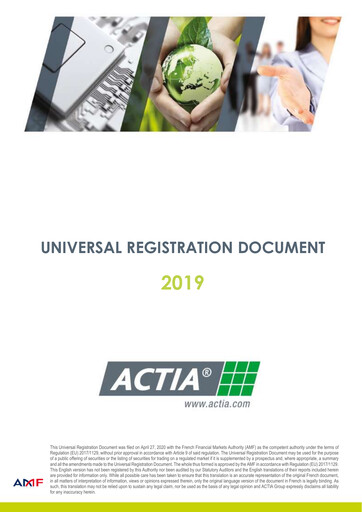Thumbnail ACTIA Group Universal Registration Document 2019