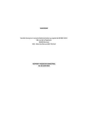 Thumbnail Gascogne Groupe Half-year Report 2022-h1