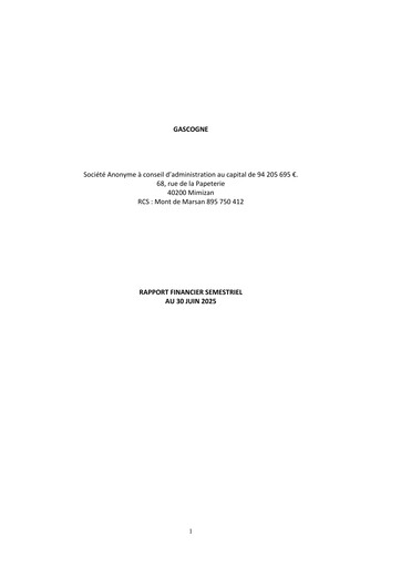 Thumbnail Gascogne Groupe Half-year Report 2025-h1
