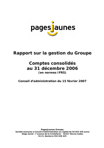 Thumbnail Solocal Group Financial Report 2006
