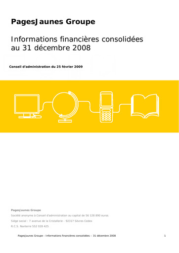Miniature Solocal Group Bilan financier 2008
