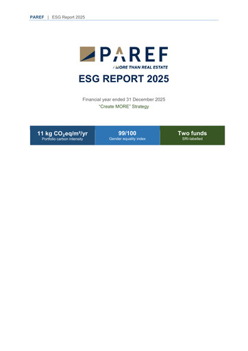 Miniature Paref SA Rapport ESG 2025