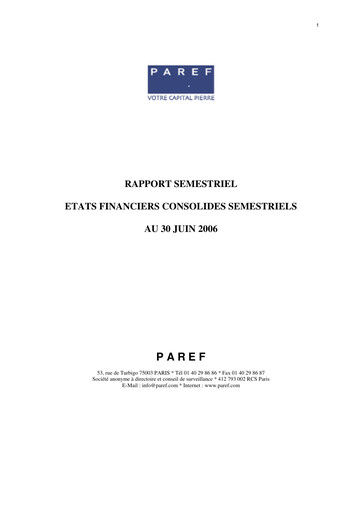 Miniature Paref SA Rapport semestriel 2006-h1