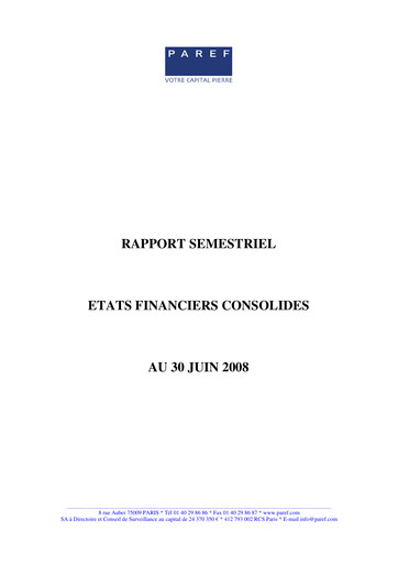Miniature Paref SA Rapport semestriel 2008-h1