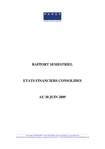 Miniature Paref SA Rapport semestriel 2009-h1