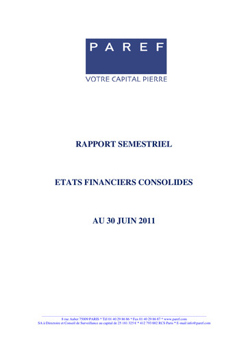 Miniature Paref SA Rapport semestriel 2011-h1