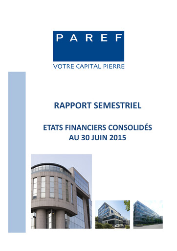 Miniature Paref SA Rapport semestriel 2015-h1