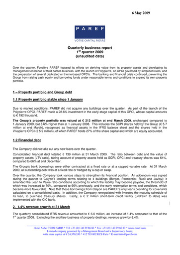 Thumbnail Paref SA Quarterly Report 2009-q1