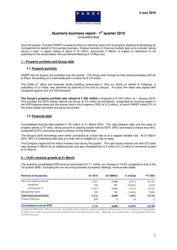 Thumbnail Paref SA Quarterly Report 2010-q1