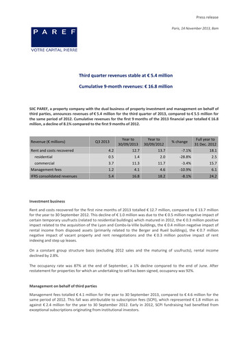 Thumbnail Paref SA Quarterly Report 2013-q3