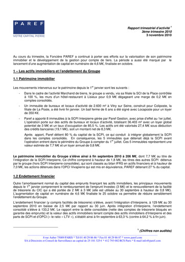 Thumbnail Paref SA Quarterly Report 2010-q3