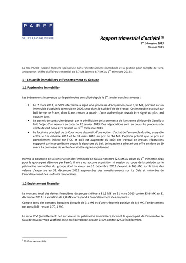 Thumbnail Paref SA Quarterly Report 2013-q1