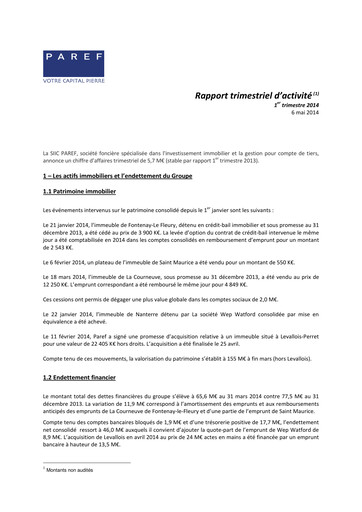 Thumbnail Paref SA Quarterly Report 2014-q1